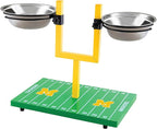NCAA Michigan Wolverines Goalpost Football Field Dog Feeder – Adjustable Elevated Dog Bowls with Stand, 2 Stainless Steel Bowls, Non-Slip Rubber Feet, Raised Pet Feeder for Large & Small Dogs