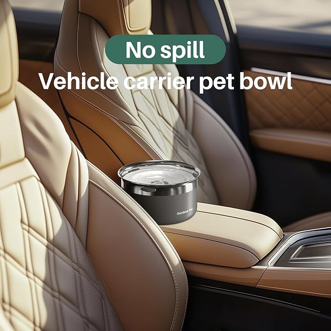 Gardner Pet Dog Bowls 1 Gallon (3.85L) Stainless Steel No Spill Dog Water Bowl, Slow Water Feeder Metal Bowls, Spill Proof Water Dispenser for Large Dogs, Promotes Healthy Hydration(Black)