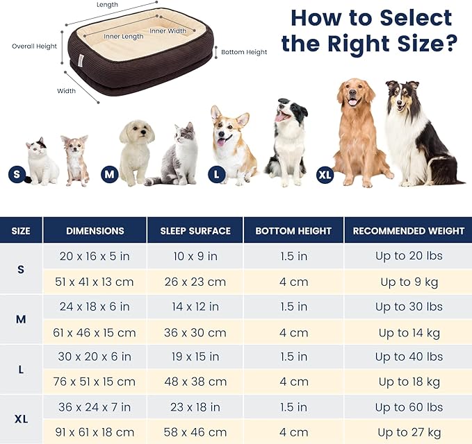 Miguel Orthopedic Dog Bed for Medium Small Dogs, Memory Foam Pet Bed Washable Removable Cover, Calming Puppy Bed with Sides, Dog Couch Comfort Sofa, Egg Foam Support, Non-Slip Bottom, Brown 24 inches