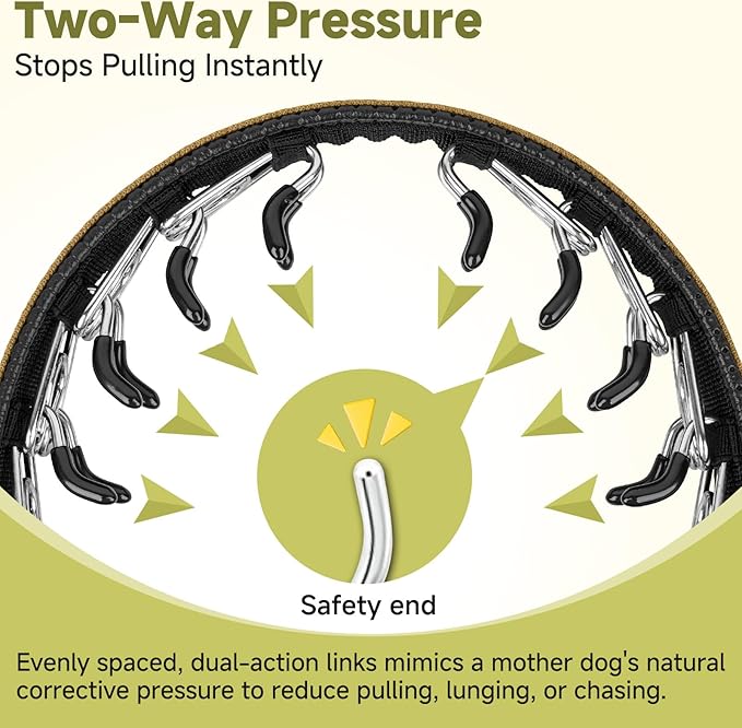 Mayerzon Martingale No Pull Collar for Large Medium Dogs, Patented Dog Walking Training Collar for Pulling, 1.5'' Wide Alloy Buckle, Neoprene Padded, Adjustable, Reflective, Easy to Use(XL, Brown)