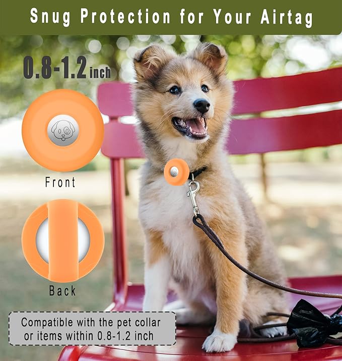 Compatible with Airtag Holder for Dog Collar, Cibaabo Silicone Air Tag Case Cover Compatible with Apple Airtags for 0.8-1.2inch Cat Pet Collar Harness Loop
