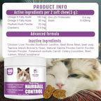 Hairball Treats for Cats - Hairball Remedy Chews with Omega 3&6, Psyllium Husk, Zinc & Biotin - Salmon Flavor for Hairball Control, Digestive Health & Skin Support, 100ct (ND-044)