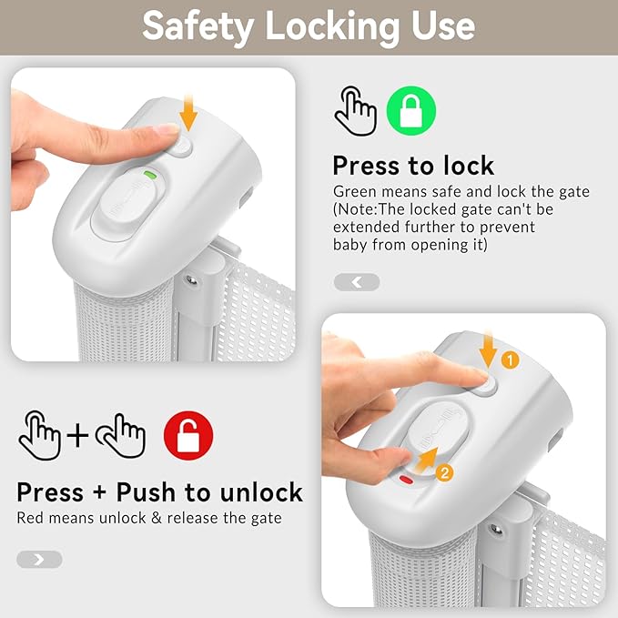 138 Inch Reinforced Retractable Baby Gates Extra Wide, Uamector Mesh Baby Gate or Dog Gate,Toddler Pet Retractable Gate Adjustable Length for Large Openings Stairs Doorways Hallway Indoor Outdoor