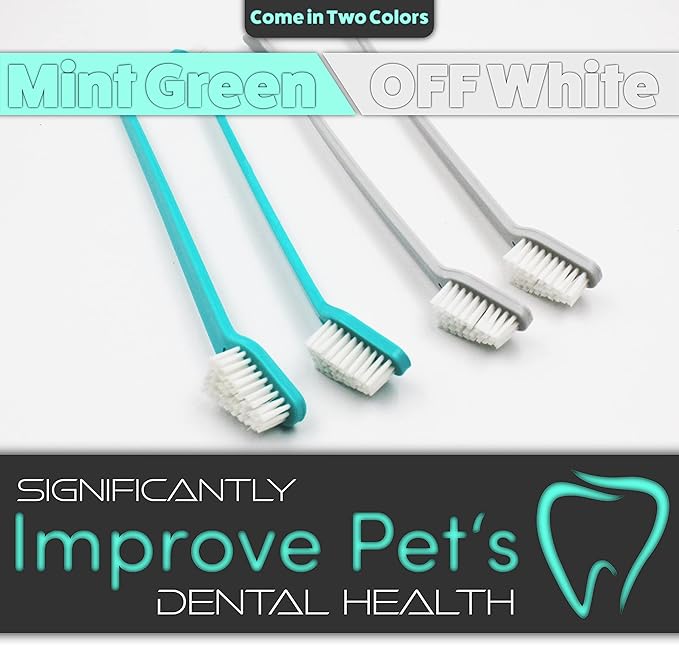 H&H Pets Dog Toothbrush Dual Headed Design Dental Toothbrushes for Small & Large Dogs, 4 or 8 Counts Pack