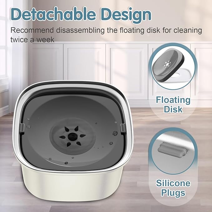 UPSKY 3L Dog Water Bowl 101oz Stainless Steel No Spill Large Capacity Dog Food Water Bowl Slow Water Feeder, Spill Proof Pet Water Dispenser Vehicle Carried Travel Water Bowls