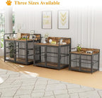 Dog Crate Furniture, 48" Heavy Duty Wooden Dog Crate End Table, XL Dog Kennel Furniture Large Breed, Decorative Dog Kennel Indoor, Double-Door Dog House