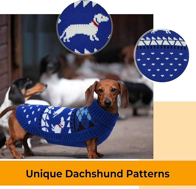 Leletail Dachshund Sweater, Turtleneck Dog Sweaters for Small Dogs, Warm Pullover Knitted Pet Coat,Cold Weather Dachshund Clothes, Fall/Winter Cozy Outfit (XS-XL)
