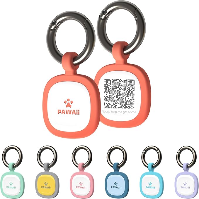 Pawaii QR Code Pet ID Tag, Silent Silicone Dog ID Tag, Modifiable Pet Online Profile, Free Online Pet Page Emergency Contact, Scan QR Receive Instant Pet Location Alert Email, 1Pack (Bright Red)