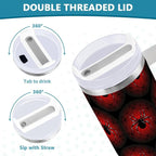 Boccsty Black Red Spider's Web Insulated Tumblers Reusable Stainless Steel Tumbler 30 oz Cup Coffee Travel Mug Water Bottle with Handle & Flip Straw for Home Office Car