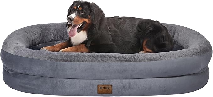 Orthopedic Washable Large Dog Bed: Cooling Dog Bed with Bolsters - Jumbo Bed Waterproof Removable Cover Non-Slip Pet Bed for Extra Large Sized
