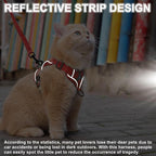 Cat Harness and Leash Set, Upgraded Escape Proof Adjustable Vest with Lead for Kitten Puppy Outdoor Walking, Soft Breathable Mesh Jacket with Reflective Strips for Dark Night (M, Fresh Red)