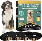 Flea Collar for Dogs 4 Pack, 32 Months Comfort Flea and Tick Prevention, Waterproof Dog Flea and Tick Collar, Adjustable Flea and Tick Treatment for Dogs - One Sizes Fit All (Black)