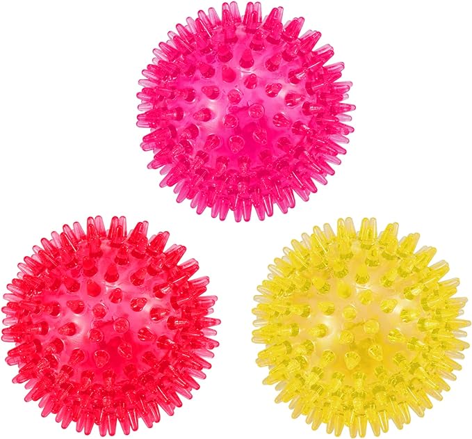 Petizer 3-Pack 3.5" Squeaky Dog Toy Balls - Floating Pool Balls, Spiky Interactive Fetch Toys for Puppy, Chew Toys - Safe, BPA Free
