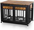 Dog Crate Furniture End Table 38 Inch Hidden Kennel Cabinet with Removable Tray, Thickened Metal Frame Dog Cage, Dual-Purpose Pet House & Nightstand for Living Room