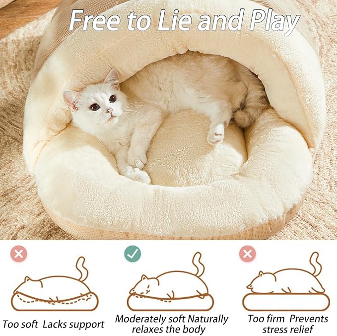 Cat Bed - Cat Cave Bed for Indoor Cats and Small Dogs, Cute Slipper Cat Cave Bed Cat House, Cozy & Soft Plush, Anti-Slip &Durable, Washable for Kittens and Puppies Under 15 lbs (24"x16", M, Green)