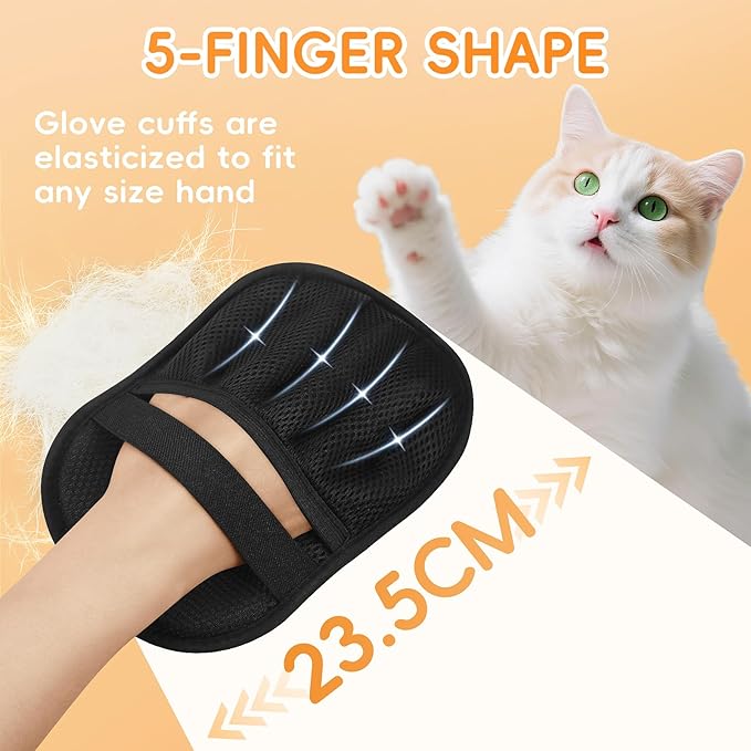 Electrostatic Pet Hair Remover Glove, Reusable Pet Hair Removal Glove for Dog & Cat Grooming, Double Sided Static Pet Hair Fur Remover Tool Mitt Gloves, Pet Hair Cleaning Glove for Dogs & Cats (2PCS)