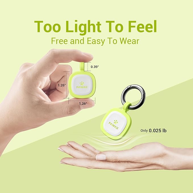 Pawaii Fluorescent QR Code Pet ID Tag, Glow in The Dark Durable Silent Silicone Pet ID Tag, Scan QR Receive Instant Pet Location Alert Email, Designs for Cat or Dog, 1Pack (Green)