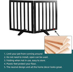 ZJSF Freestanding Indoor Dog Gate for House Foldable Wood Puppy Gate for Doorways Pet Gate for Stairs Extra Wide Pet Fence, Black, 24" Height 2 Panels