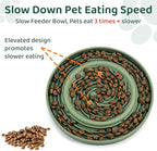 Silicone Dog Feeding Bowl with Suction Cup, Dog Puzzle Feeding Bowls for Heathy Eating - Non Slip Design (Green)