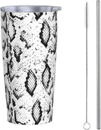 Dujiea 20oz Tumbler With Lid And Straw, Snakeskin Vacuum Insulated Iced Coffee Mug Reusable Travel Cup Stainless Steel Water Bottle
