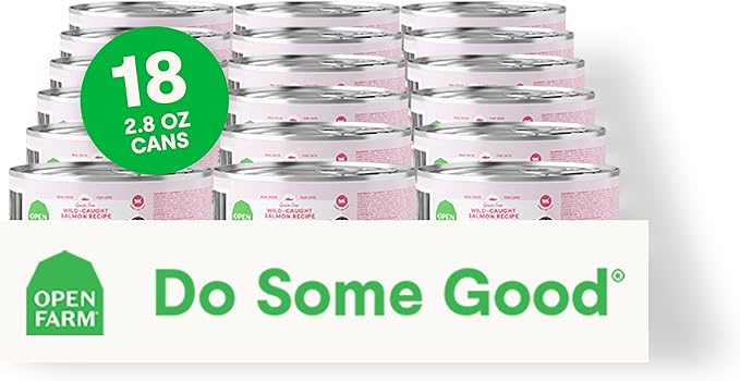 Open Farm Canned Cat Food, Paté for Complete & Balanced Nutrition, Grain-Free and Legume-Free Wet Cat Food, Salmon Recipe, 2.8oz Cans (Case of 18)