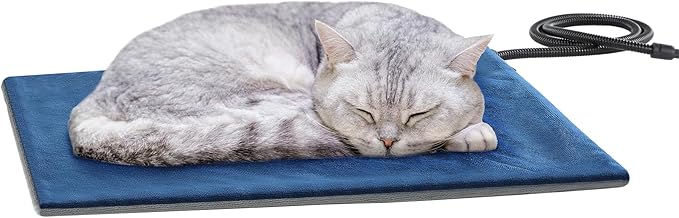Pecute Pet Heating Pad, Dog Heating Pad with Chew Resistant Cord, Waterproof Layer, Warming Cat Heating Pad, Indoor Pet Heating Pads for Dogs Cats, Auto Temp Control with Washable Cover, 15.7" x 12.6"