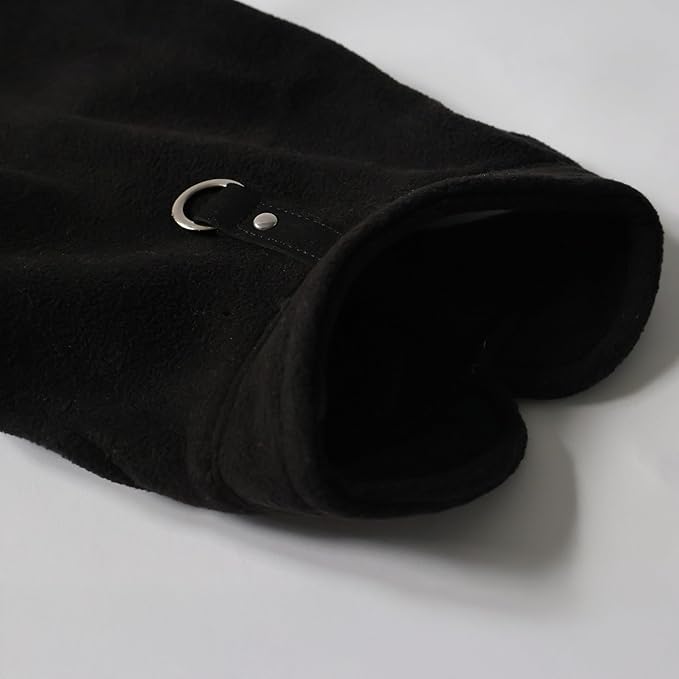 JACKO & CO - Fleece Vest Sweater with Leash Ring - Soft Lightweight Breathable for Puppies Small Medium Dogs, Kitten, Cats, Chihuahua - Warm for Fall/Autumn/Winter (Black, Medium 6-10lbs)