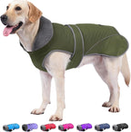 Dogcheer Dog Coat, Christmas Dog Jacket Waterproof Puppy Winter Coat for Cold Weather, Reflective Adjustable Pet Snow Jacket Warm Turtleneck Fleece Sweater for Small Medium Large Dogs - Green, L