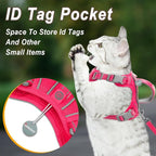 Cat Harness and Leash Set for Walking Escape Proof for Small Large cat Kitten Harness with ID tag Pocket (Pink,S)