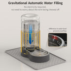 Cat Water Dispenser with Placemat and Stainless Steel Bowl, Automatic Gravity Water Dispenser for Cats or Small Medium Size Dogs, Large Capacity, Easy to Clean and Safe for Pets (4L)