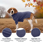 IECOii Dachshund Sweater,Turtleneck Dog Sweater for Small Medium Dogs Girl Boy,Stretchy & Breathable,Warm Knitted Pullover Coat,High Neck Knitwear for Cold Weather Indoor & Outdoor Wear (Blue,M)