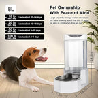 Sfozstra Large Dog Water Dispenser: 8L Automatic White Water Feeder with Stainless Steel Bowl - Without Filter - Gravity Design for Multiple Pets Indoor/Outdoor