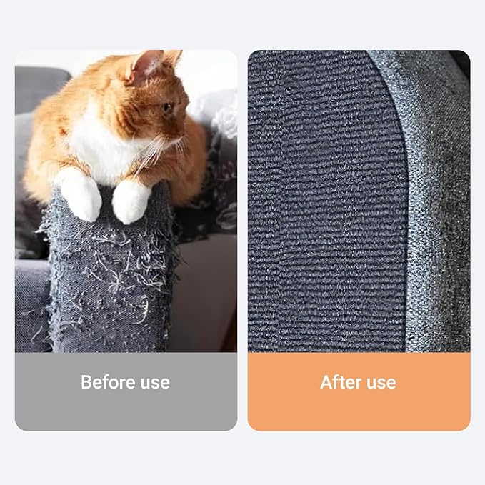 Cat Scratching Mat, Couch Cat Scratch Protector 78.7"x15.8", Cat Scratcher Self-Adhesive Carpet for Furniture Protection, Cat Scratch Post Replacement, DIY Cat Tree Climbing Shelves (Khaki)