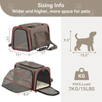 Petsfit Expandable Cat Carrier Dog Carriers,Airline Approved Soft-Sided Portable Pet Travel Washable Carrier for Kittens,Puppies,Removable Soft Plush mat and Pockets,Locking Safety Zippers