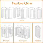 UDD Metal Folding Dog Gate Indoor 144" Extra Wide, 32" Tall Foldable Pet Gate with Door for Stairs Doorways Hallways Porch, Freestanding No Drilling Pet Fence for Dogs Puppy, White 6-Panel
