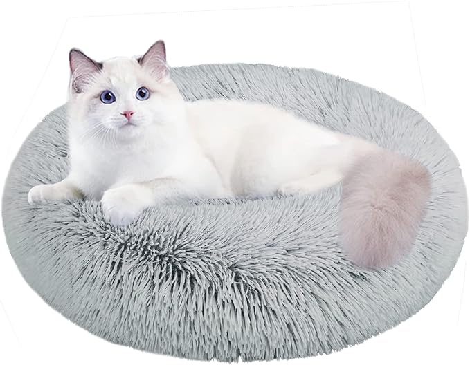 Cat Beds for Indoor Cats,24 Inch Dog Bed for Small Melium Large Dogs, Washable-Round Pet Bed for Puppy and Kitten with Slip-Resistant Bottom