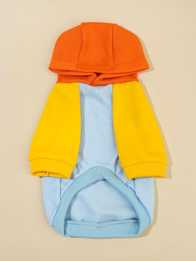 QWINEE Basic Dog Hoodie Sweatshirt Puppy Sweater Warm Cat Costumes Pet Clothes for Chihuahua Puppy Kitten Small Medium Dogs Orange and Blue X-Small