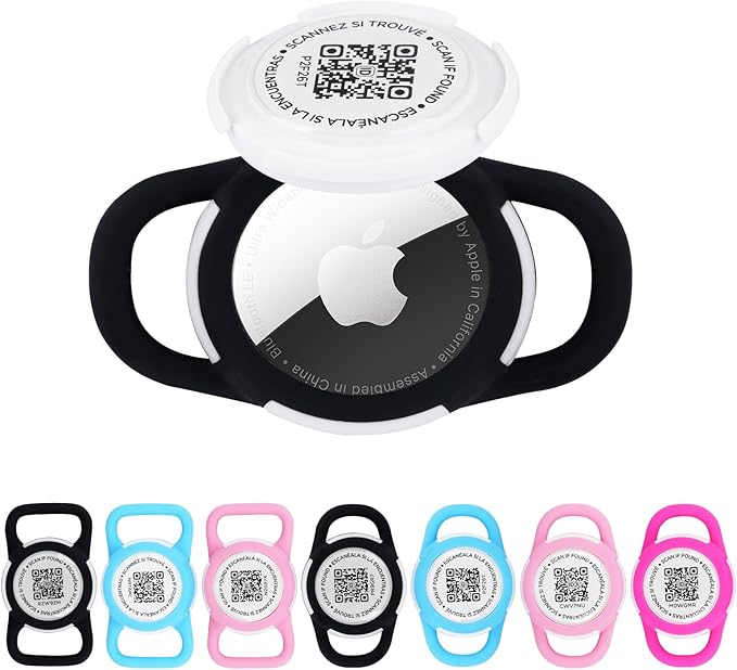 QR Code Pet ID Tag Case - Waterproof Silicone Holder for Small Dog Collar, No GPS Needed Pet Tracking Accessory (Black, Small)