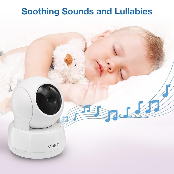 VTech Video Baby Monitor with 5" LCD Screen, Up to 17Hrs Video & 31Hrs Audio Battery Life, Night Vision, 1000ft Range, Pan-Tilt-Zoom, Lullabies, Soothing Sounds, Temperature Sensor, No WiFi: 924W