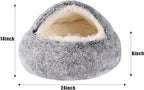 Round Hooded Cat Bed & Dog Bed with Cover Cave, Dog Bed for Small Dogs, Faux Fur Cuddler Round Coved Cat Bed Self Warming Donut Dog Bed Fits up to 22 lbs Pets (Gray, 24inch x 24inch)