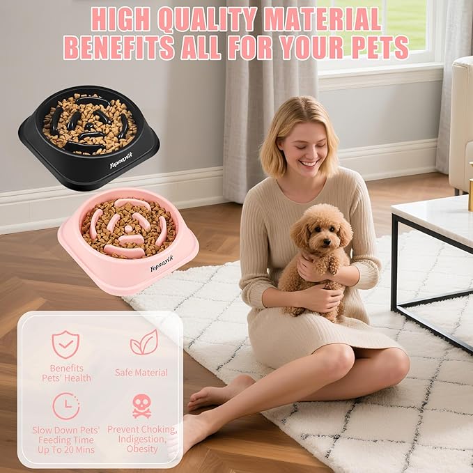 Slow Feeder Dog Bowls 2PCS, Anti-Choking Puzzle for Small Breeds