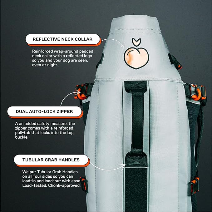 The Maxine One Medium Dog Carrier by Little Chonk | Dog Backpack Carrier for Medium Sized Breeds | Adjustable Front Facing Pet Carrier for Travel | Dog Hiking Backpack - Chonkcrete Gray