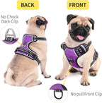 HEELE Dog Harness, No Pull Adjustable Padded Reflective Harness for Small Medium Large Dogs with Handle for Walking Training, Purple, M