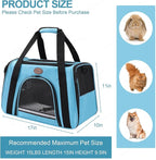 Cat Carrier Dog Carrier Pet Carriers for Medium Small Cats Dogs Puppies up to 15 Lbs,TSA Airline Approved Small Dog Cat Carriers Soft Sided,Collapsible Travel Puppy Carrier (Blue, Medium)