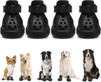 Lukovee Dog Shoes for Hot Pavement - Breathable Non Slip Dog Sandals with Reflective Stripes, Easy ON & Off, Easy-Clean Summer Outdoor Pet Boots for Small Medium Large Dogs (Black, Size 3)