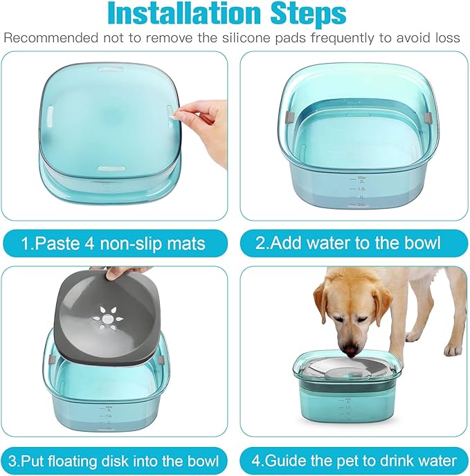 UPSKY 70oz Dog Water Bowl 2L No Spill Dog Bowl Large Capacity Spill Proof Slow Water Feeder, No Splash Dog Bowl Pet Water Dispenser Vehicle Carried Travel Slow Drinking Bowl for Messy Drinkers, Cats