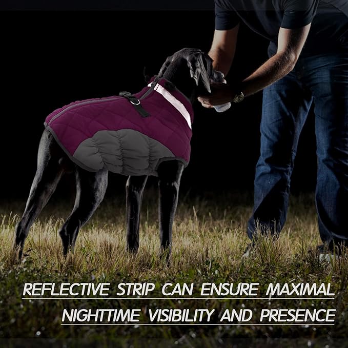 FUAMEY Dog Coat for Large Dogs,Waterproof Dog Winter Jacket with Harness Built in Puppy Cold Weather Coats Reflective Pet Vest with Zipper Warm Fleece Dogs Snowsuit Windproof Pink XXXL