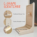 PETKARAY Cat Scratcher, Sisal Cat Scratch Pad, L Shape Scratching Board for Indoor Kitty, Floor Mounted Scratcher with Mouse Toy Catnip