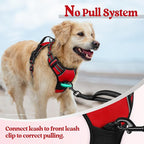 rabbitgoo Dog Harness No Pull with 2 Leash Clips, Adjustable Soft Padded, Reflective Oxford No Choke Pet Vest with Easy Control Handle for Medium Sized Dogs, Red, M