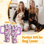 Goldendoodle Gifts for Women Dog Lovers 40 oz Floral Golden Doodle Tumblers with Handle and Straw, Stainless Steel Vacuum Insulated Travel Coffee Mug Cup Water Bottle